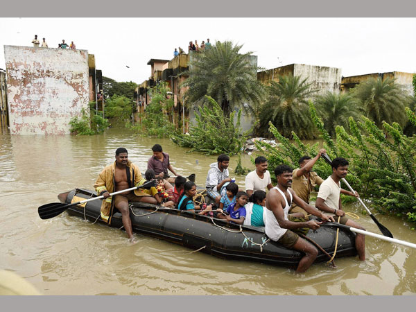 রাস্তায় চলছে নৌকা