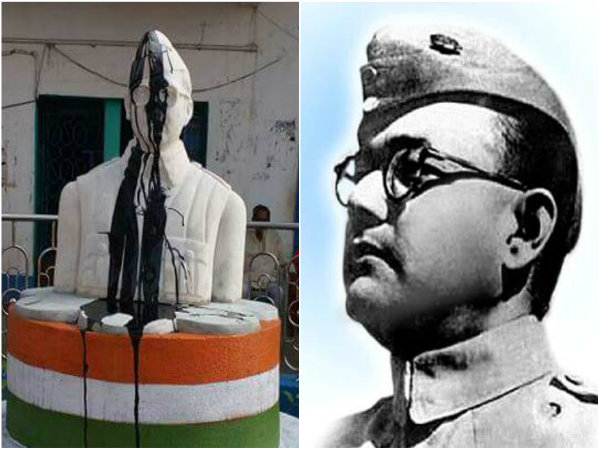 স্বাধীনতার দিনে নেতাজির মূর্তিতেও আলকাতরা! স্বাধীনতার দিনে নেতাজির মূর্তিতেও আলকাতরা!