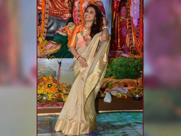 বাড়ির পুজোতে রানি মুখোপাধ্যায়