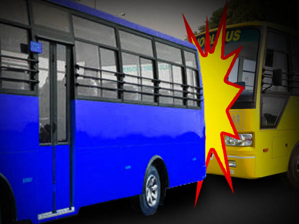 সরকারি বাসের পিছনে ধাক্কা, বাগুইআটির কাছে উল্টে গেল স্কুল বাস সরকারি বাসের পিছনে ধাক্কা, বাগুইআটির কাছে উল্টে গেল স্কুল বাস