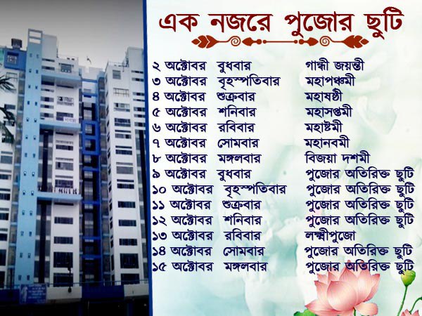 এক নজরে পুজোর ছুটি
