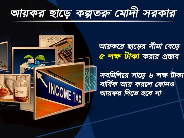 আয়করে ৫ লক্ষ টাকা পর্যন্ত ছাড়, জনমোহিনী ঘোষণায় সারা দেশে হইচই আয়করে ৫ লক্ষ টাকা পর্যন্ত ছাড়, জনমোহিনী ঘোষণায় সারা দেশে হইচই
