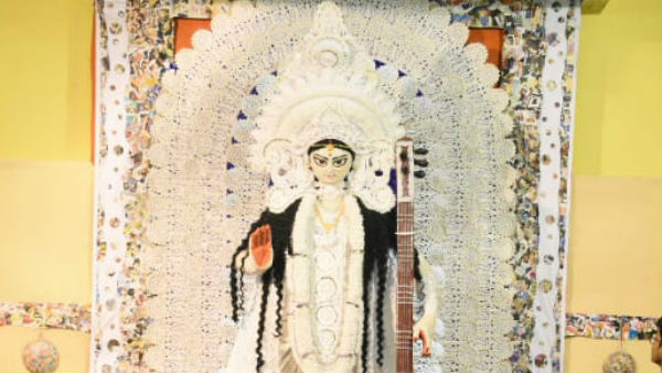 দুর্গাপুজো, কালীপুজোকে টেক্কা দিল ৪১ ফিটের সরস্বতী প্রতিমা দুর্গাপুজো, কালীপুজোকে টেক্কা দিল ৪১ ফিটের সরস্বতী প্রতিমা