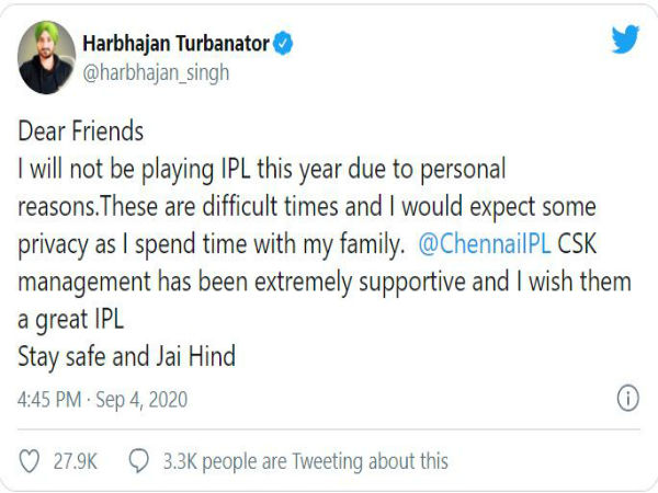 কী লিখেছেন হরভজন