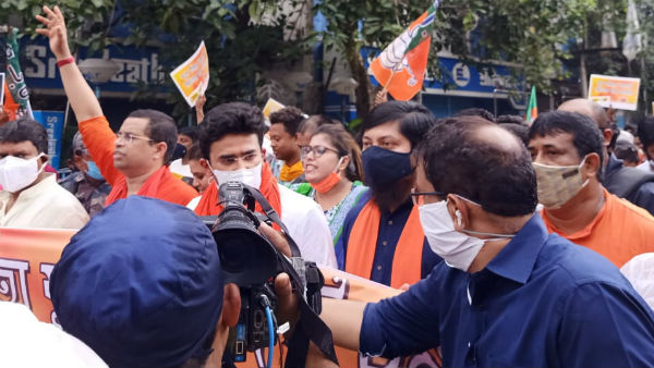 সৌমিত্র খানের সঙ্গে হাওড়া ময়দানে মিছিলের নেতৃত্বে তেজস্বী সূর্য