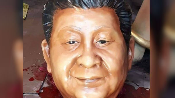 পুজো মণ্ডপে জিনপিংয়ের মূর্তির কী অবস্থা?