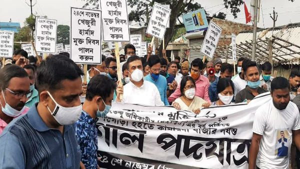 শুভেন্দু মিছিল কি তৃণমূলের পতাকা ও ব্যানার ছাড়া