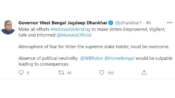 মমতাকে নিশানা রাজ্যপালের