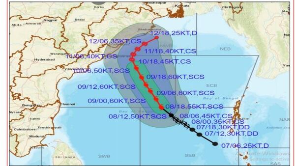 ভোররাতে ঘূর্ণিঝড়ের অবস্থান